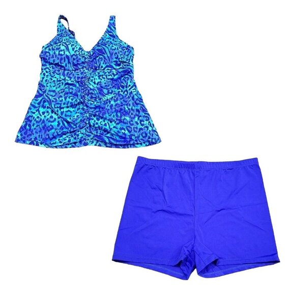 Kim Gravel x Swimsuits Shirred Top w/ Short Set St.TropezAnimal Reg 10 A567735 - Picture 1 of 1
